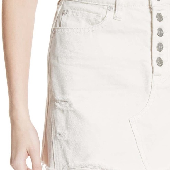 Free people Denim A-Line mini  Skirt in White - Picture 5 of 6